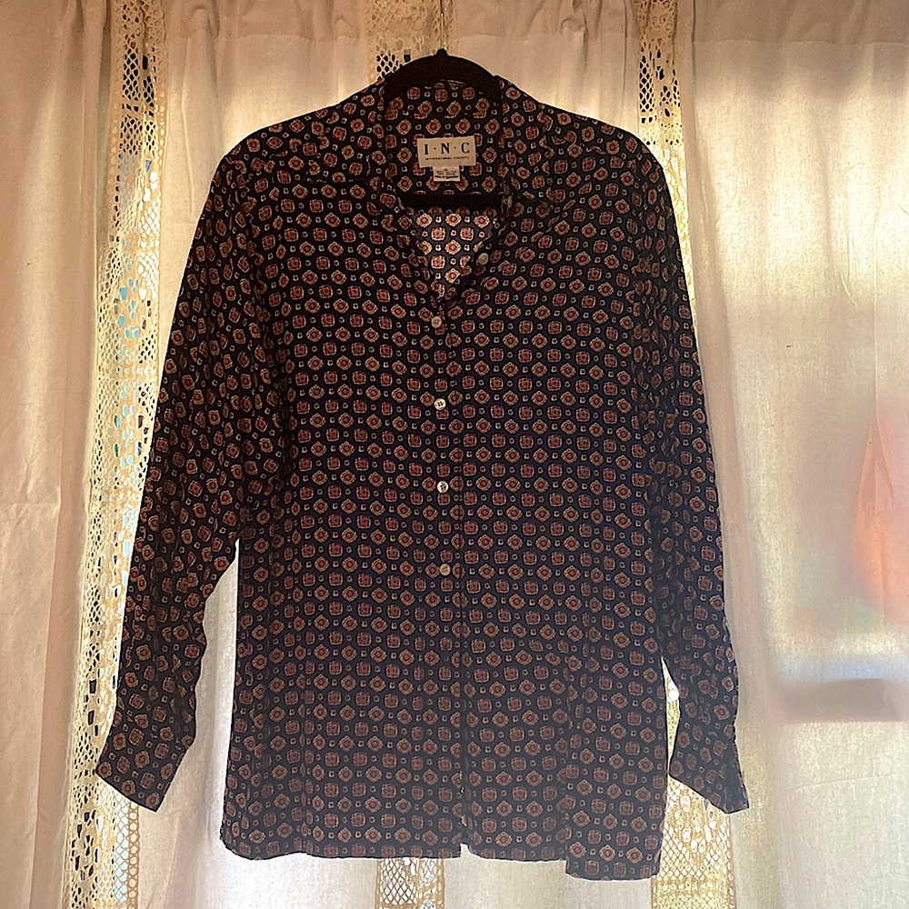 Women’s Patterned Button Down Shirt, M - image 1